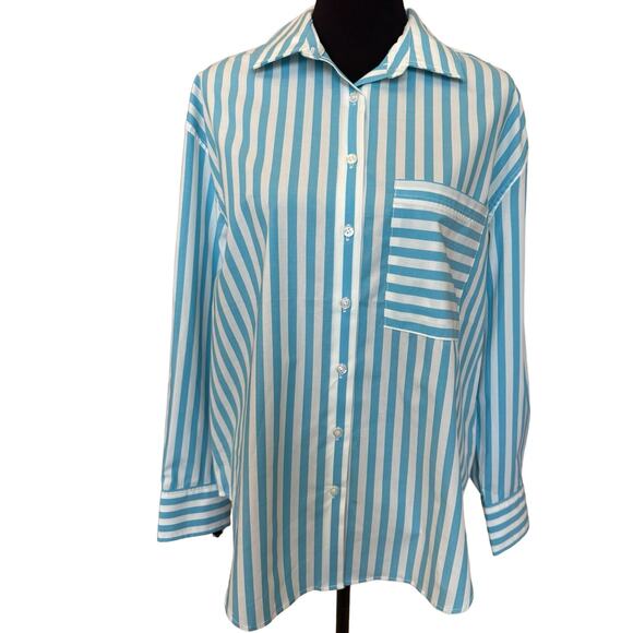 New ~ CASA CABANA ~ Nordstrom  Bethany Short Stripe Shirt Size L - Picture 3 of 6